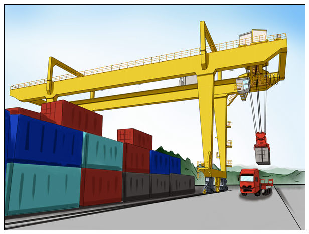河北沧州集装箱龙门吊提高了物流码头的运作效率